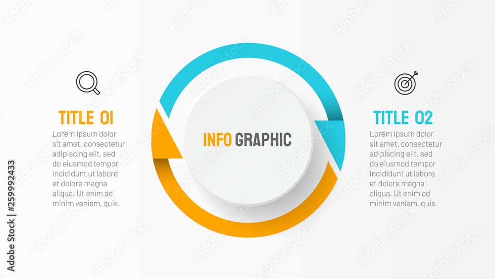 Circle arrows element for infographic with thin line icons. Business ...