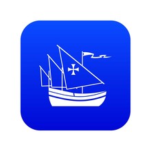 Ship Of Columbus Icon Digital Blue For Any Design Isolated On White Vector Illustration