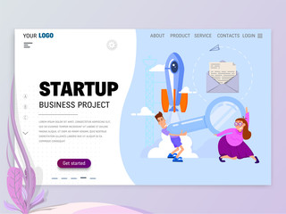 Wall Mural - Start up homepage template for website or landing page.