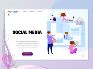 Wall Mural - Social media Homepage template for website or landing page.