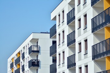 Modern european complex of apartment buildings. Fragment of a modern residential apartment building