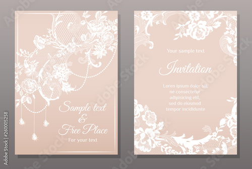 Fotomural invitation card in romantic lace style