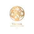 © Annartlab - Gold leaf emblem. Elegant, classic vector. Can be used for jewelry, beauty and fashion industry. Great for logo, monogram, invitation, flyer, menu, brochure, background, or any desired idea.