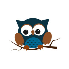 Owl night bird with big eyes. Colorful illustration