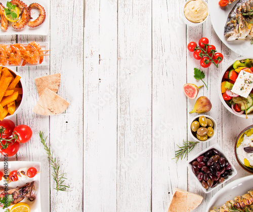 Greek Food Background Traditional Different Greek Dishes Top View Buy This Stock Photo And Explore Similar Images At Adobe Stock Adobe Stock