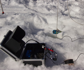 Sounder for fishing in winter. Device for monitoring fish under ice.