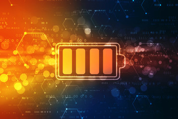 Battery Icon in digital background, battery Supply Concept Background, Energy Efficiency Concept