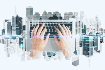 Keyboard on city texture