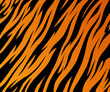 Tiger texture abstract background orange black. Vector jungle strip