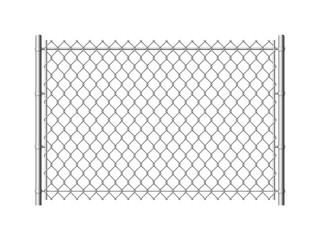 Chain link fence. Realistic metal mesh fences wire construction steel security wall industrial border metallic texture, vector pattern