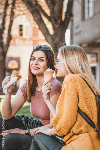 View Of Lesbian Girlfriends With Ice Cream Cones In Nature Buy This Stock Photo And Explore Similar Images At Adobe Stock Adobe Stock