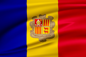 Flag Andorra, Principality of Andorra.  Smooth illustration of  close-up.