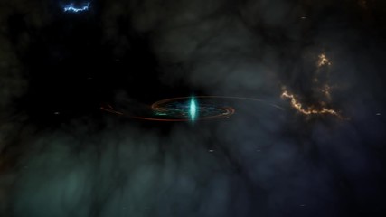 Wall Mural - Animation of rotating spiral galaxy with nebula. Space fog, blue and orange galaxy