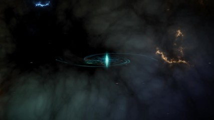 Wall Mural - Animation of rotating spiral galaxy with stars and nebula. Space fog, blue galaxy
