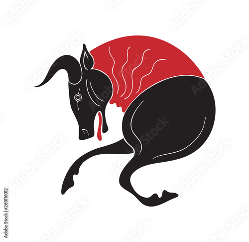 bull ancient greek style tribal design