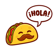 Cartoon Mexican Taco Character