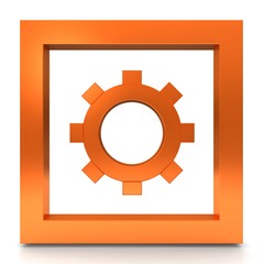 gear icon business progress symbol working technology process development sign orange 3d isolated on white background