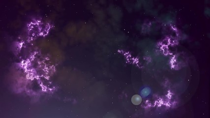 Wall Mural - Animation of glowing flicker magenta nebula and stars