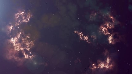 Wall Mural - Animation of glowing flicker orange nebula and stars