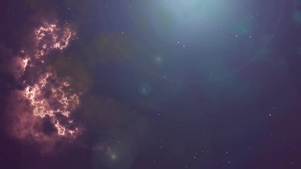 Wall Mural - Animation of glowing flicker orange nebula and stars
