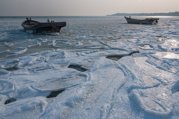 frozen ocean in Qinhuangdao china