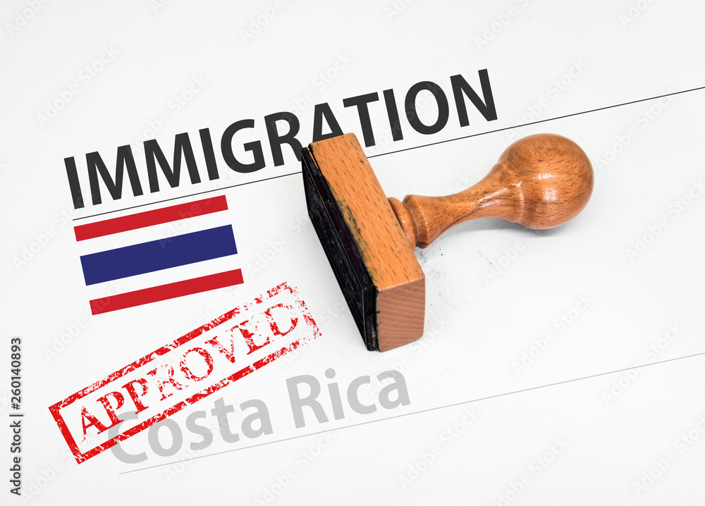 Approved Immigration Costa Rica application form with rubber stamp ...