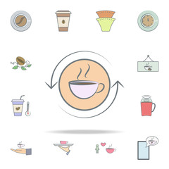 Sticker - cup of coffee and arrow icon. coffee icons universal set for web and mobile