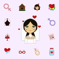 Poster - Bride, love, heart, valentine s day icon. Love icons universal set for web and mobile