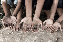 Children Labour Hands,world Day Against Child Labour Concept: