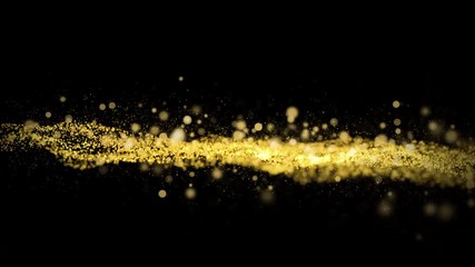 Canvas Print - 4k abstract rendered particles gold glitter on black background.