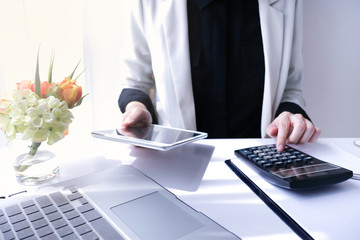 young accounting business woman working in the office with online app