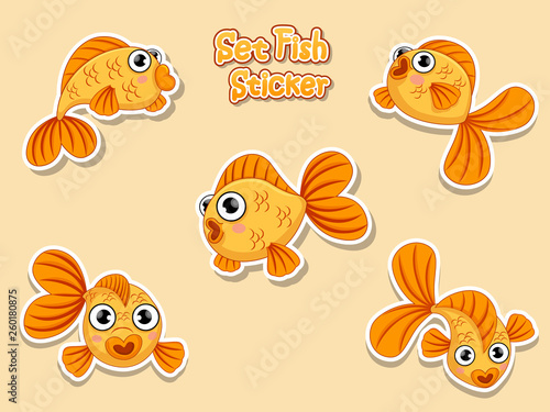 Fotomural Set Cute goldfish Cartoon sticker