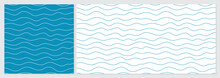 Wave Pattern Seamless Abstract Background. Lines Wave Pattern With Blue And White Colors. Summer Vector Design. Template Set With 2 Sizes.