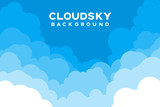 Fototapeta Do pokoju - Cloudscape vector illustration with copy space. Blue sky background.