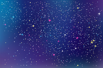 Wall Mural - Night sky with stars. Vector abstract background in blue, purple and violet colors. Space galaxy colorful illustration.