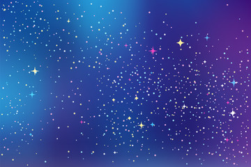 Wall Mural - Night sky with stars. Vector abstract background in blue, purple and violet colors. Space galaxy colorful illustration.