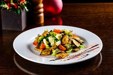 Canvas Print - Baked Eggplant Plate Dressed with Parsley and Tomato