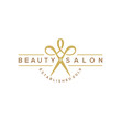 beauty haircut salon logo with scissor vector illustration design