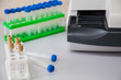 Blood haematology analyzer. Test tubes. Medical equipment.,
