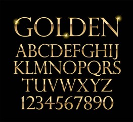 Luxurious gold alphabet vector on black background