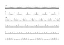 Ruler Scale. Inch And Cm Measuring Scales. Horizontal Calibration Precision Size Units For Rulers And Indicators. Vector Set Of Scale Ruler, Measurement Millimeter And Centimeter Illustration
