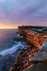 Wall Mural - sunrise golden hour view at the gap cliff, watsons bay, sydney, australia.