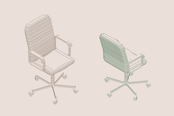 Striped Office chair. Vector contour illustration