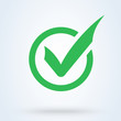 © studiographicmh - Green check mark icon in a circle. Tick symbol in green color, vector illustration