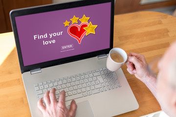 Wall Mural - Online dating concept on a laptop