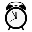 simple flat black and white classic alarm clock icon
