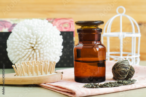 Pharmacy Bottle With Green Tea Extract Tincture Infusion Face