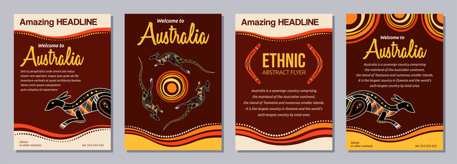 Wall Mural - Set of abstract colorful flyers, posters, banners, placards, brochure design templates A6 size.