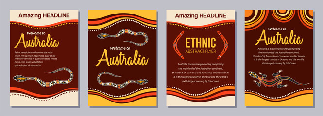 Wall Mural - set of abstract colorful flyers, posters, banners, placards, brochure design templates a6 size.