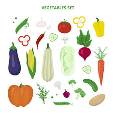 Wall Mural - Set of vegetables. Fresh organic food. Broccoli and carrot